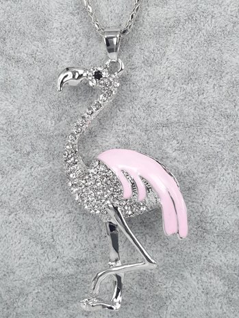 großer Flamingo, Flügel farbig, schwarzes auge, strass