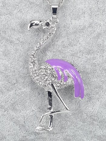 großer Flamingo, Flügel farbig, schwarzes auge, strass