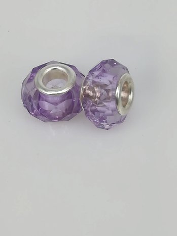 Charm pandorastyle facet Glas, hellpurpur. pro 16 St