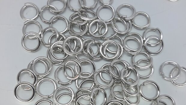 RVS Offener Ring, 7 mm, extra stark, silberfarben, pro 100