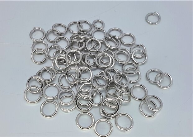 RVS Offener Ring, 7 mm, extra stark, silberfarben, pro 100