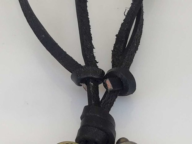 Leder Schnürsenkelkette, schwarz, yin und yang
