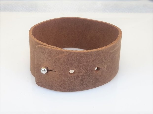 Leren Armband, breed, knoopsluiting