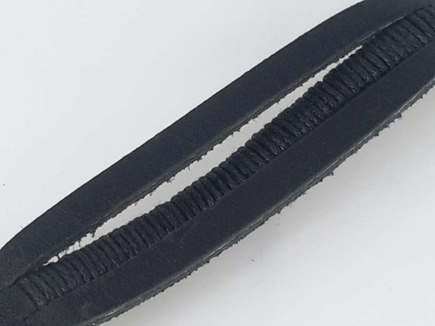 Leder kinderarmband schwarz, 3 streifen, seil, Magnetverschluss