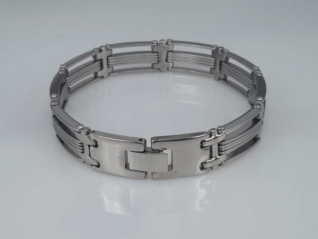 Edelstaal schakelarmband, 4 plaat