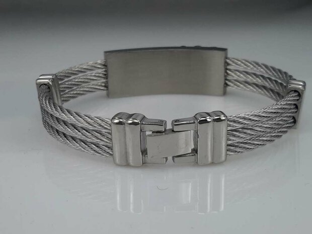 Edelstahl Armband 3 kabel, Platte, 3 Stäbe