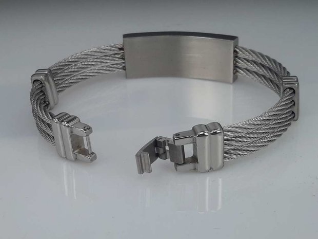 Edelstahl Armband 3 kabel, Platte, Zahnrad motiv
