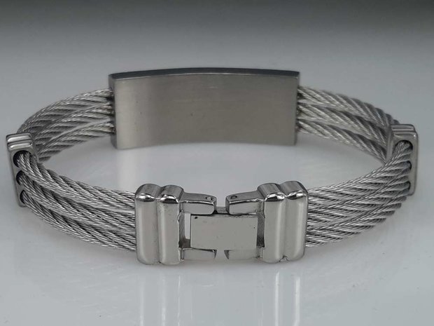 Edelstahl Armband 3 kabel, Platte, Zahnrad motiv