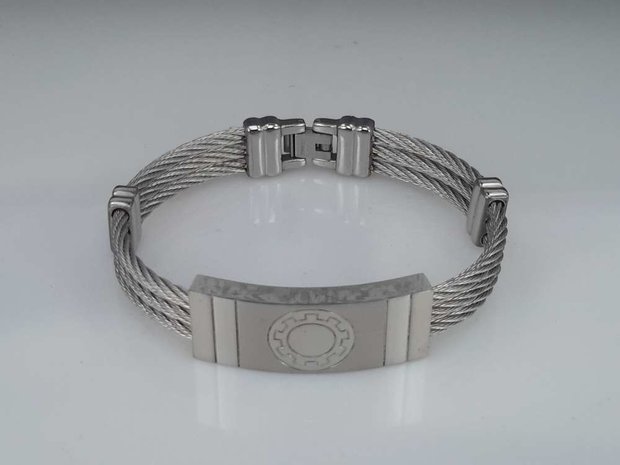 Edelstahl Armband 3 kabel, Platte, Zahnrad motiv