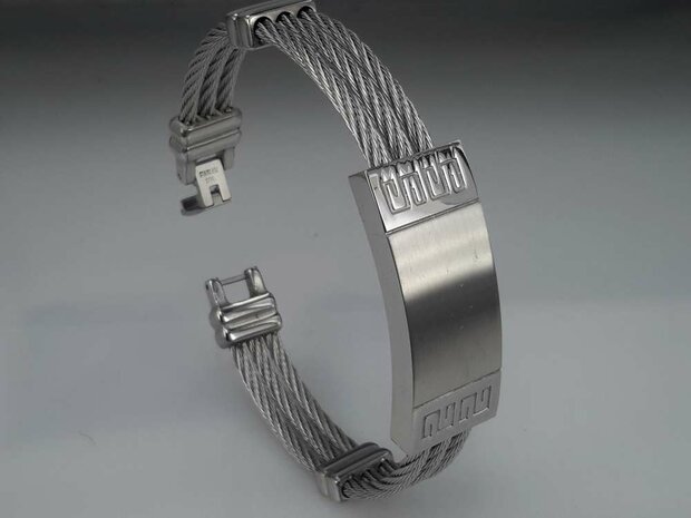 Edelstaal Armband 3 kabel, plaat, motief