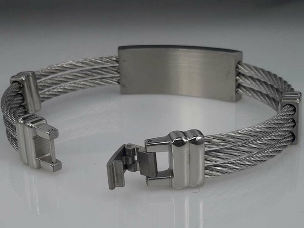 Edelstahl Armband 3 kabel, Platte, Halbkreis motiv