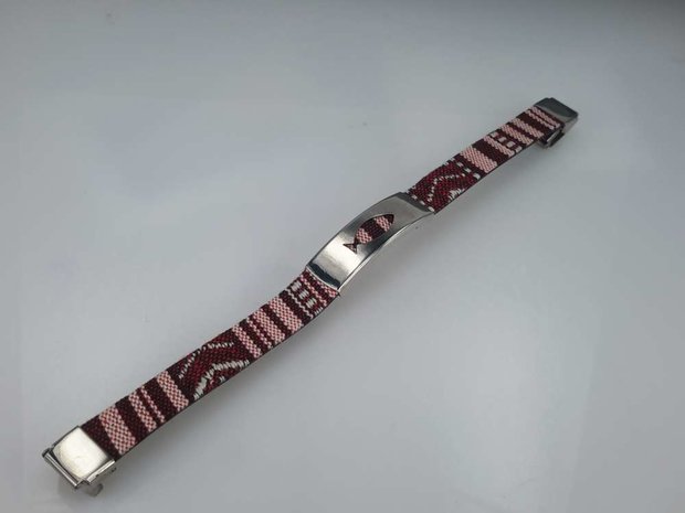 Aztec gewoven armband, plaat + vis, sluiting edelstaal