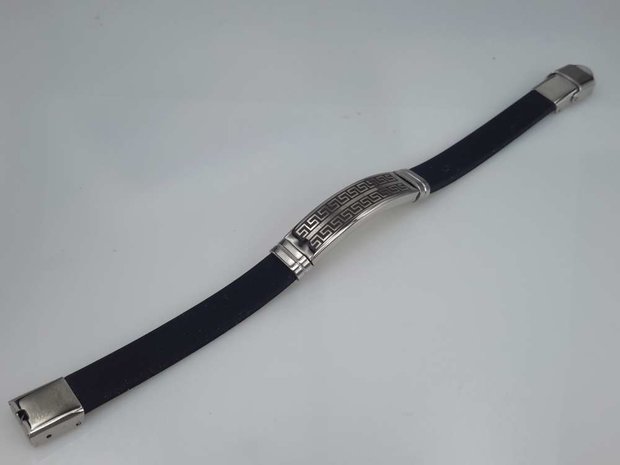 Armband Schwarz, GravurPlatte vertieft, 2 deko schraube, Verschluss, Edelstahl