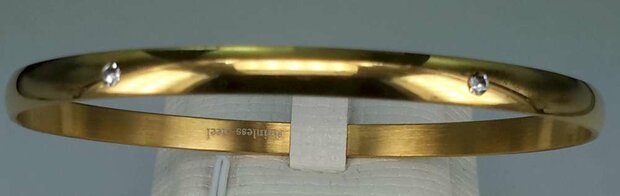 Edelstahl Slave Armband Goldfarbe mit 6 Kristall um ihn herum.