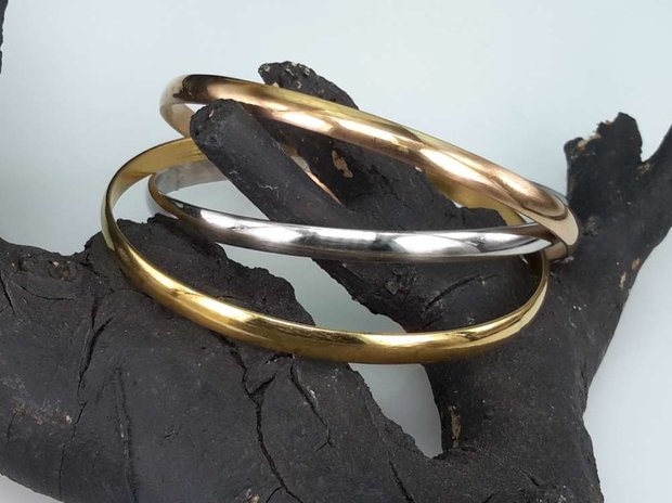Set (Silber, Gold, Rosé) Edelstahl Slave glatt Armband.