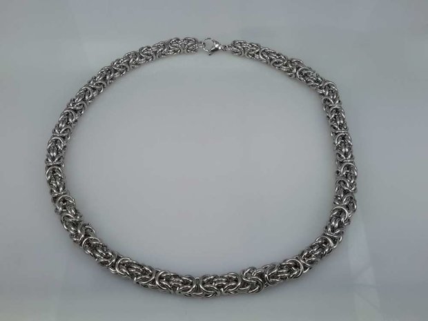 Edelstahl Silberfarbe Armband 22 cm, Motiv Drache um Doppelglied.