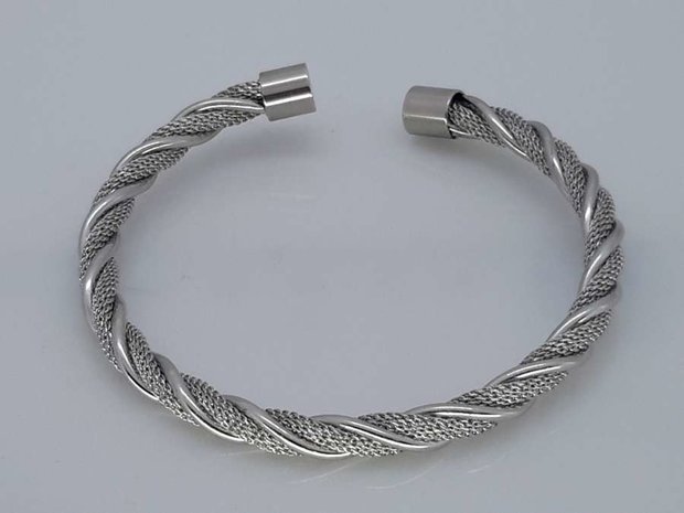 Slaven-Armband, kabel & mesh gedraaid, buigbaar, edelstaal