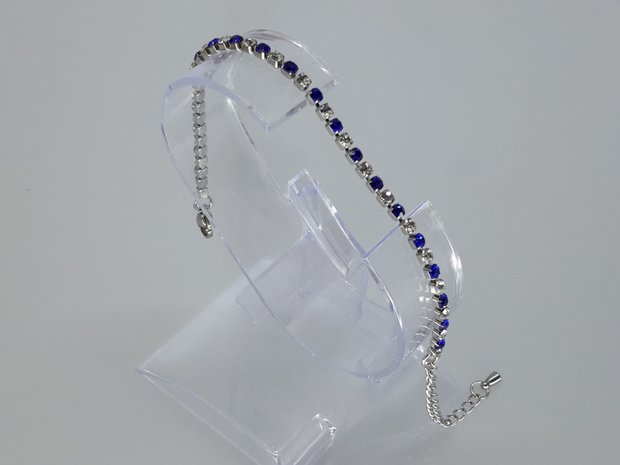 Armband, 2,4mm kubische Glieder, weiss & blau kristalglass, Edelstahl