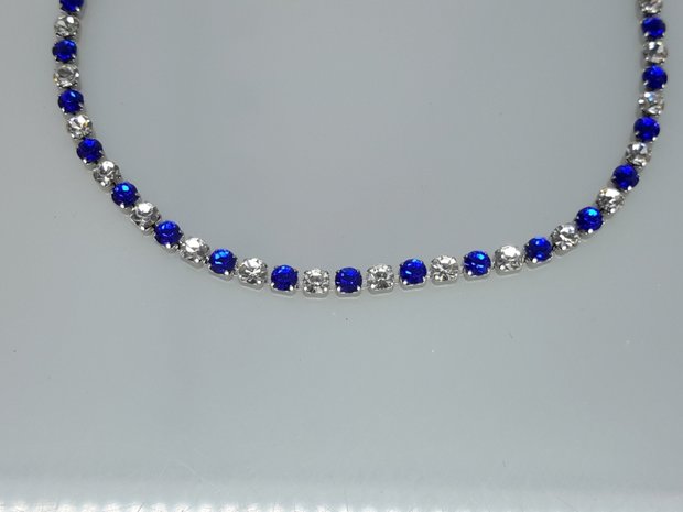 Armband, 2,4mm kubische Glieder, weiss & blau kristalglass, Edelstahl