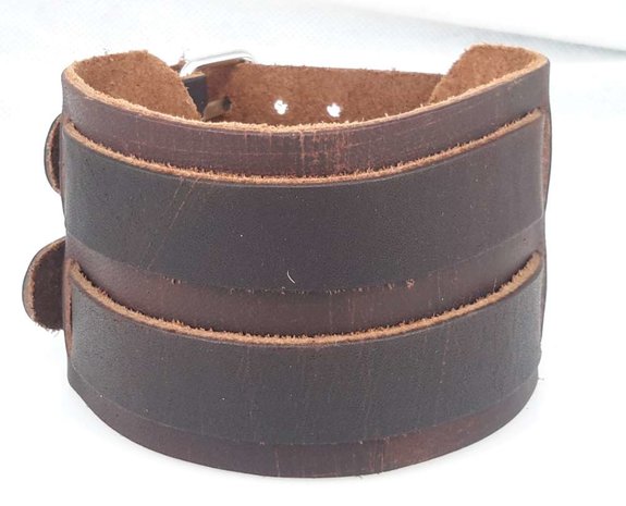 Breite Ledergürtel Armband, Schnalle, braun oder schwarz