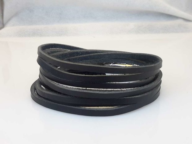 Lederband 3 wrap, 3 glatte streifen, braun oder schwarz