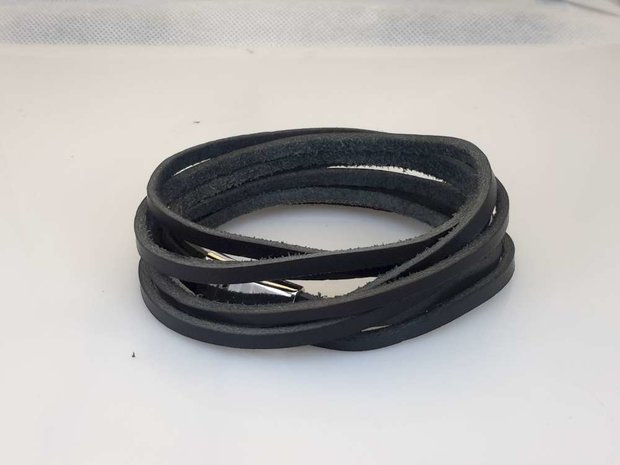 Leren 3 wrap Armband, 3 baan glad, bruin of zwart