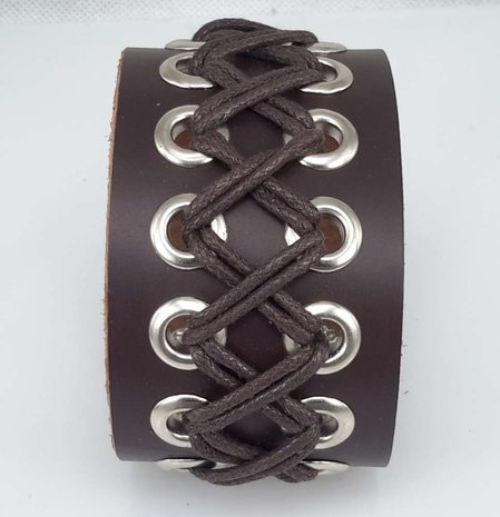 Breites Lederband, geschnürt, braun oder schwarz