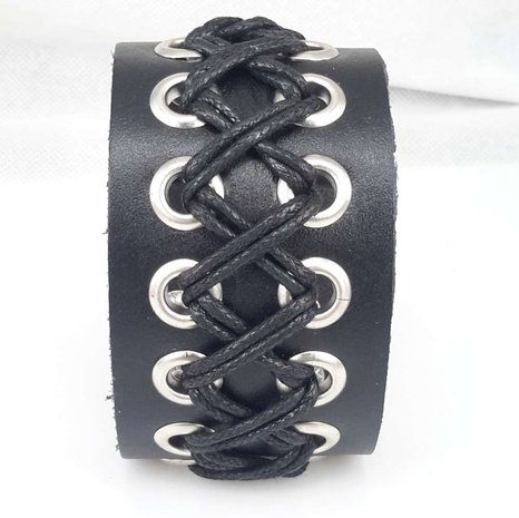 Breites Lederband, geschnürt, braun oder schwarz