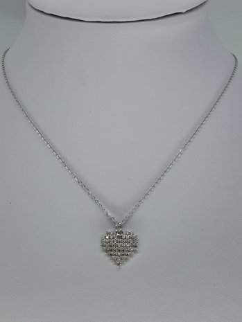 schakelketting, hart, strass, edelstaal