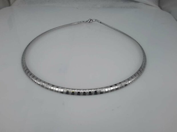 Edelstahl Omega Choker kette, poliert / Hammerschlag