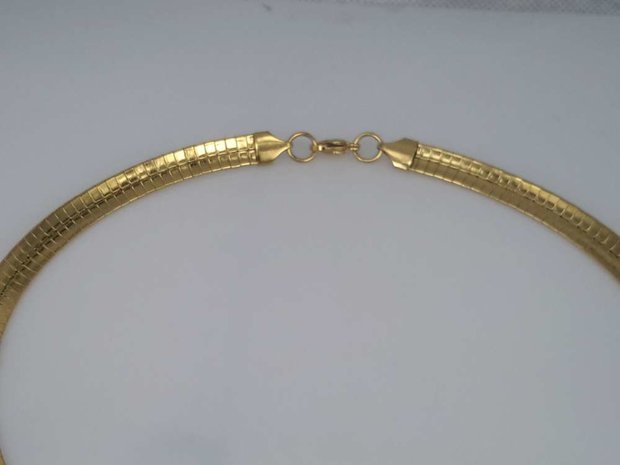 Edelstahl Omega Choker kette, poliert / Hammerschlag, goldf