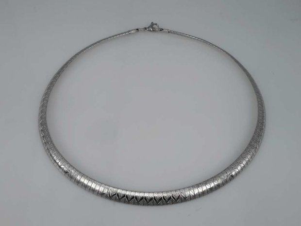 Edelstaal Omega Choker Ketting, /\/\/\ hamerslag