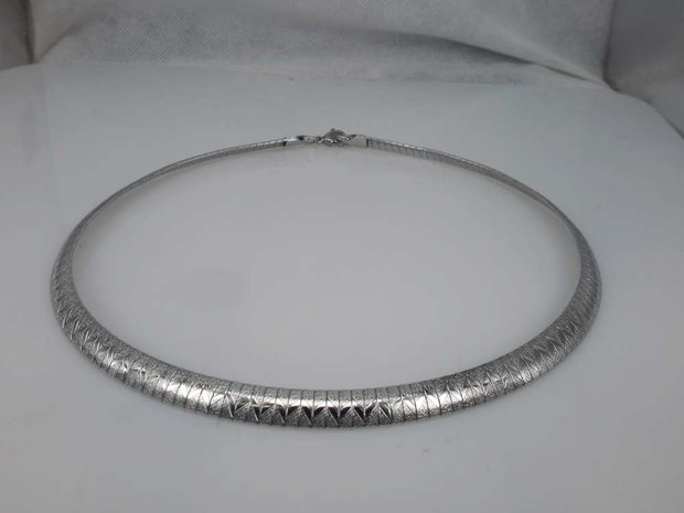 Edelstaal Omega Choker Ketting, /\/\/\ hamerslag