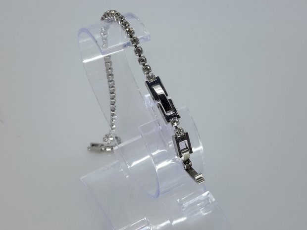 Armband, 3mm blokjesschakels, zikonia, dubbele kliksluiting, edelstaal