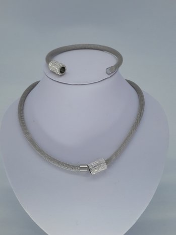 ketting & armband, mesh, edelstaalset