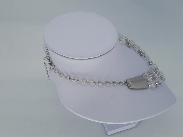 kette & armband, kristallblock, kugel, edelstahlset