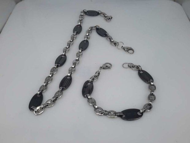 Edelstahl Königs Armband & kette, kaffeebohnen, lange schwarze bohne