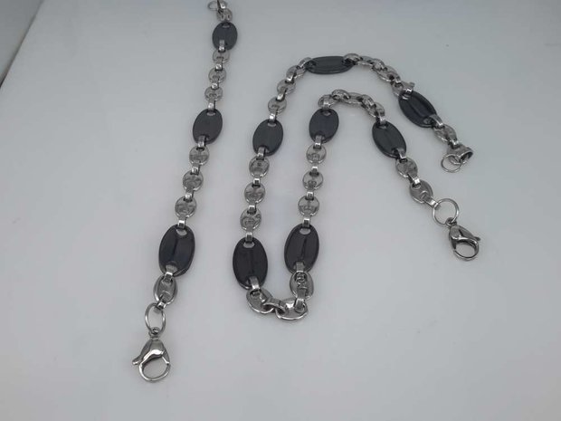 Edelstahl Königs Armband & kette, kaffeebohnen, lange schwarze bohne