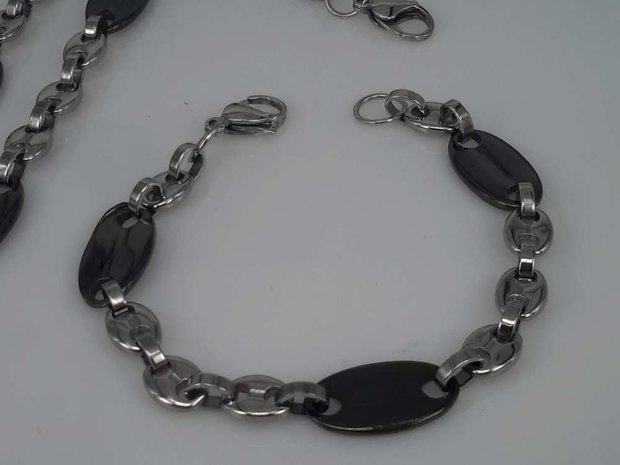 Edelstahl Königs Armband & kette, kaffeebohnen, lange schwarze bohne