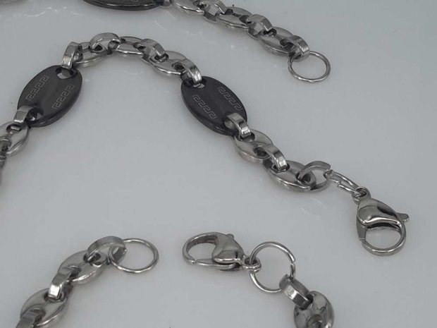 Edelstahl Königs Armband & kette, kaffeebohnen, schwarze motiv bohne