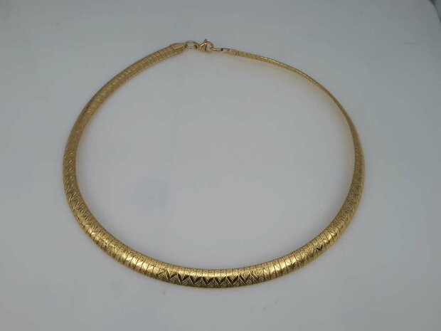 Edelstaal Omega Choker Ketting, /\/\/\ hamerslag, goudkl