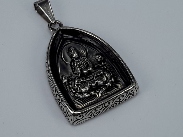 Hanger, amulet Quan Yin - Boedha, edelstaal