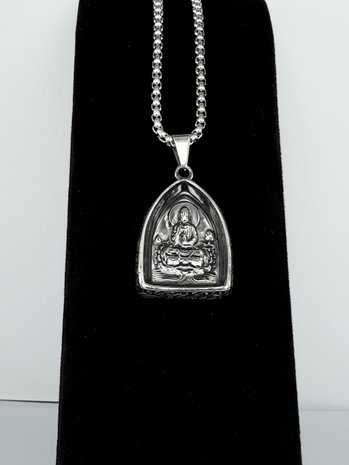 Anhänger, Amulet Quan Yin - Budha, Edelstahl