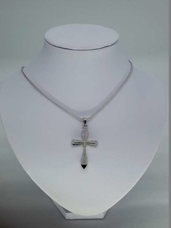 Anhänger, doppelt Kreuz, Diamant, Edelstahl