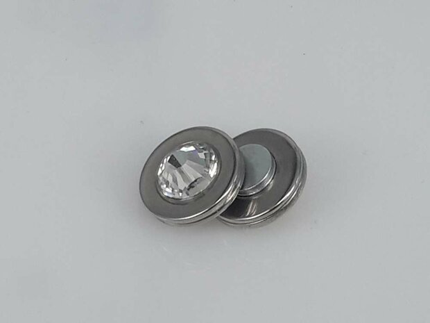 Edelstahl-Ohr-Magnet, 14 mm rund, Kristallglas