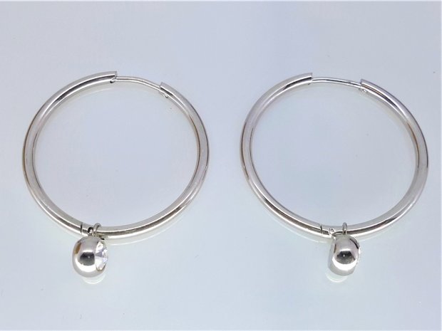 Ohrringe, Ø 30 mm, mit zirkoniahänger, Edelstahl