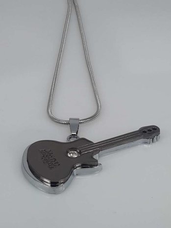 Edelstaal hanger, grote Gitaar, strass