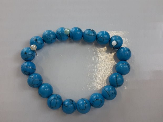 Armband Türkis blau 19 Perlen