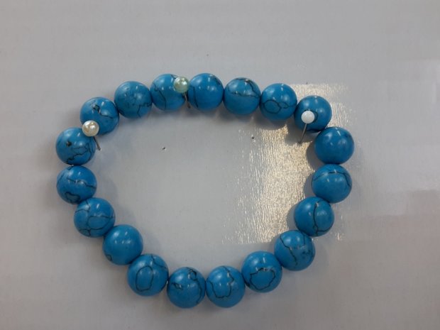 Armband Turkoois blauw 19 kralen