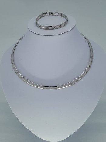 Omega kette & armband, Blümchen, edelstahlset